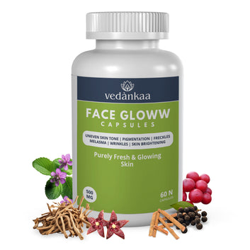 Vedànkaa Sea Buckthorn + Face Glow - 120 Capsules for Fine Lines, Pigmentation, Wrinkles
