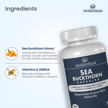 Vedànkaa Sea Buckthorn Capsules – Skin, Heart & Immunity Support | 500 mg, 60 Veg Caps
