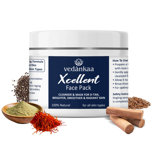Vedànkaa Xcellent D-Tan Face Pack for Glowing Skin with Saffron, Multani Mitti & Chandan